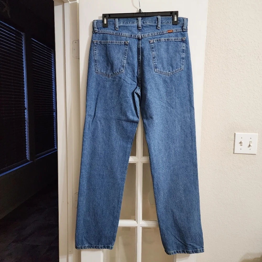 Rustler Men's Straight Leg Denim Jeans 34x34 Medium Blue Wash Workwear